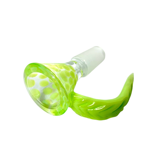 14mm Ram's Horn Cone Piece Green Spots - The Bong Baron