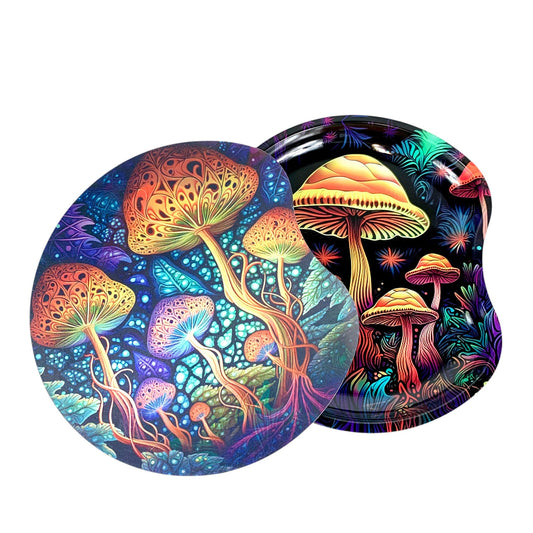 3D Holographic Mushroom Rolling Tray with Magnetic lid 18 x 17cm - The Bong Baron