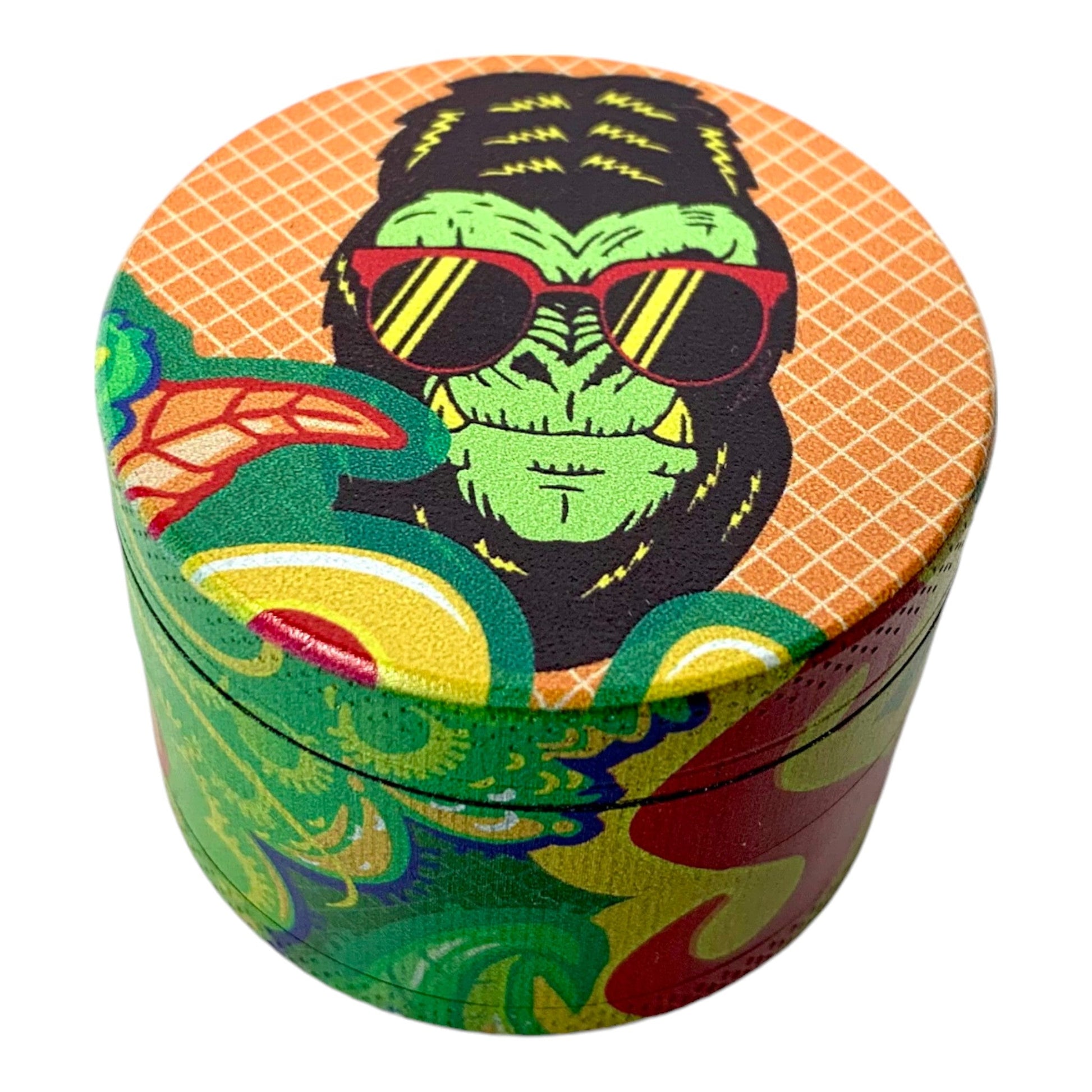 50mm 4 Layer Red Glasses Gangsta Gorilla Herb Grinder - The Bong Baron