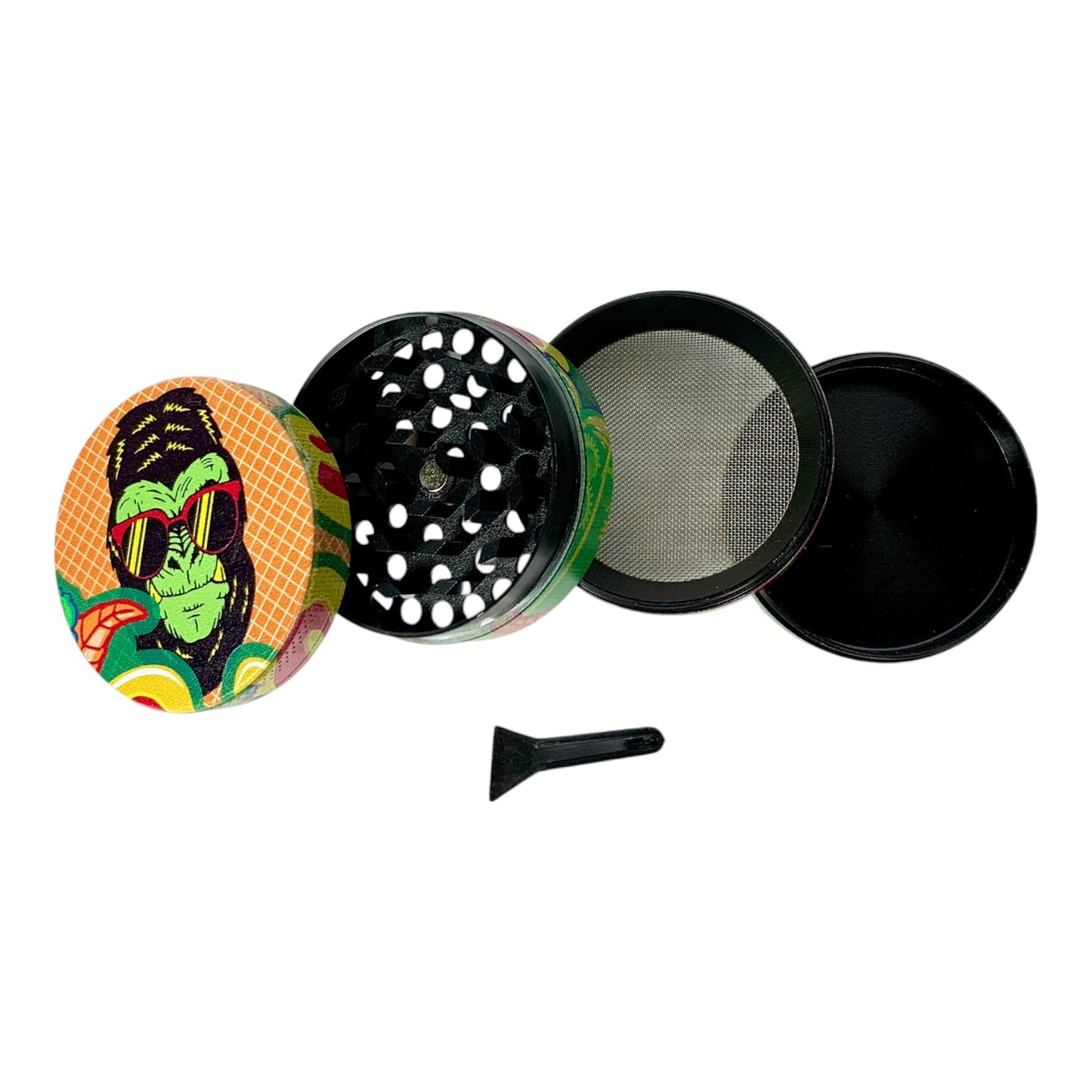 50mm 4 Layer Red Glasses Gangsta Gorilla Herb Grinder - The Bong Baron