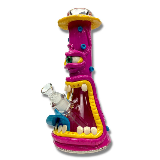 7mm 3D Purple Mushroom Monster Beaker Bong 32cm - The Bong Baron