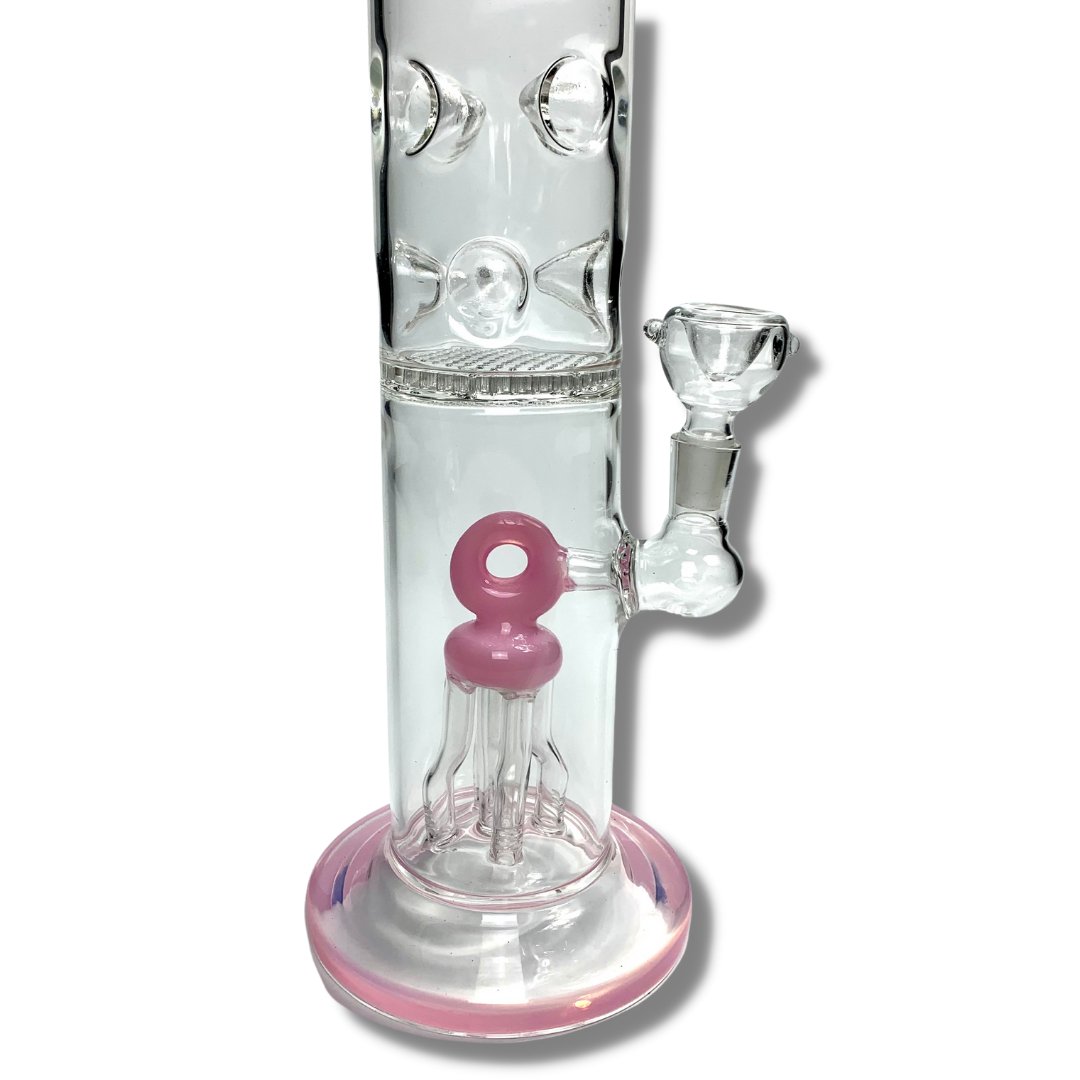 Billy Mate Dual Jelly and Honeycomb Disc Perc Bong 43cm Pink - The Bong Baron
