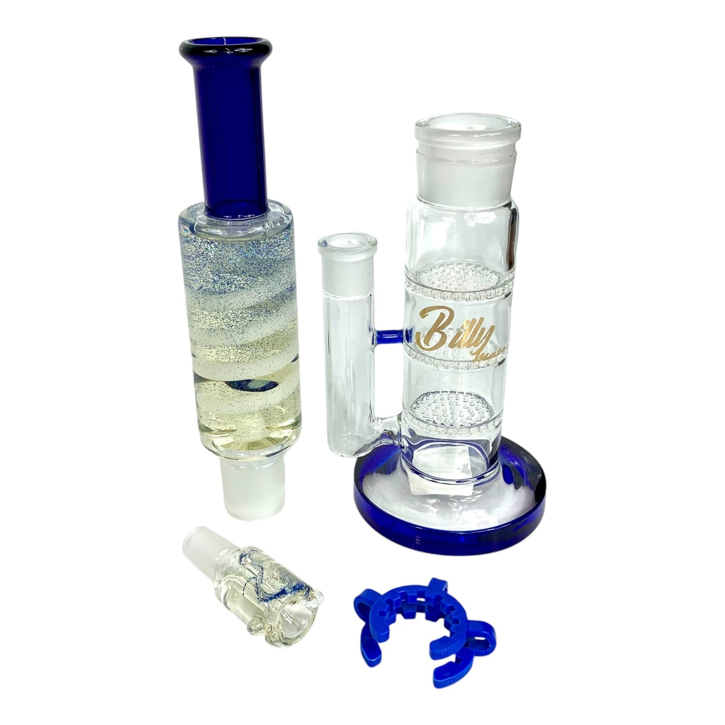 Billy Mate Triple Honeycomb Perc Glycerine Cooled Bong 39cm Blue - The Bong Baron