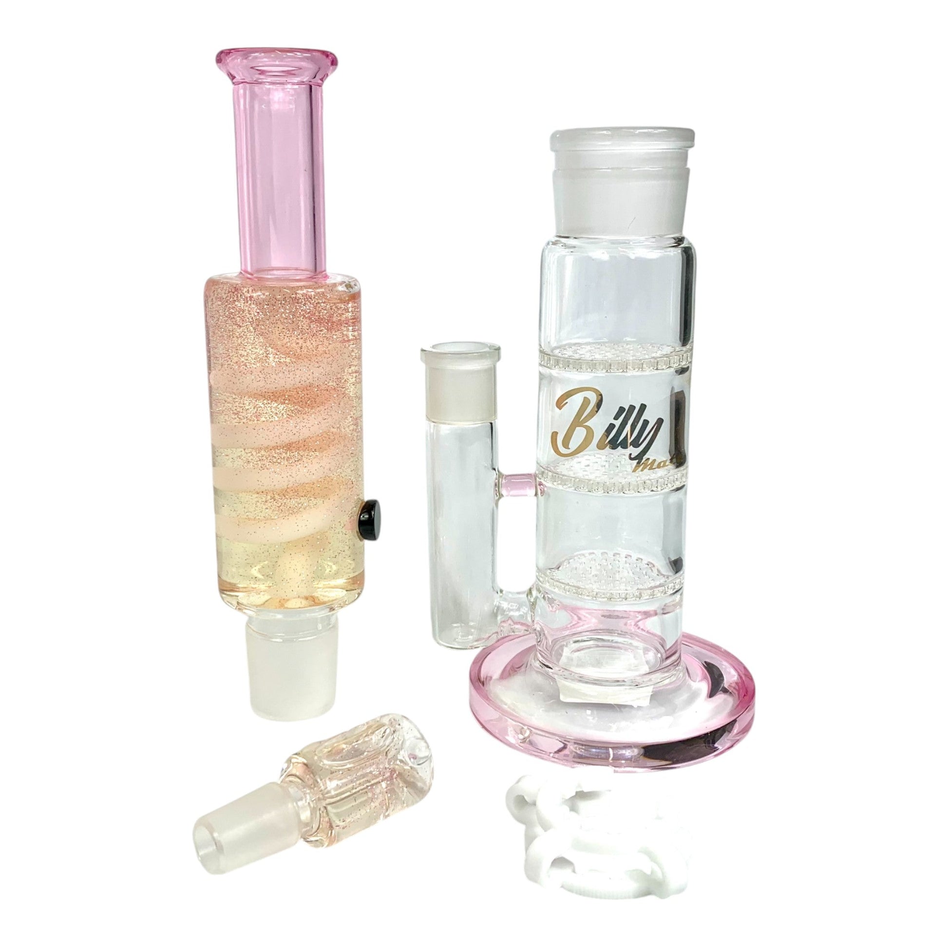 Billy Mate Triple Honeycomb Perc Glycerine Cooled Bong 39cm Pink - The Bong Baron