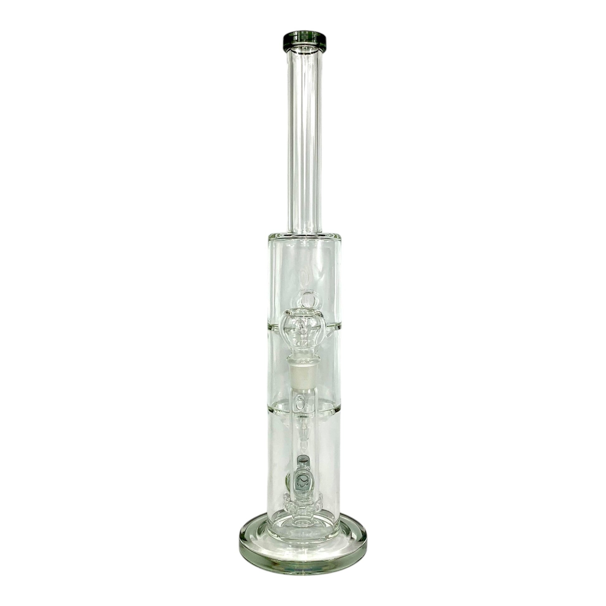 Double Funnel UFO Perc Recycler Bong 39cm Ash Green - The Bong Baron