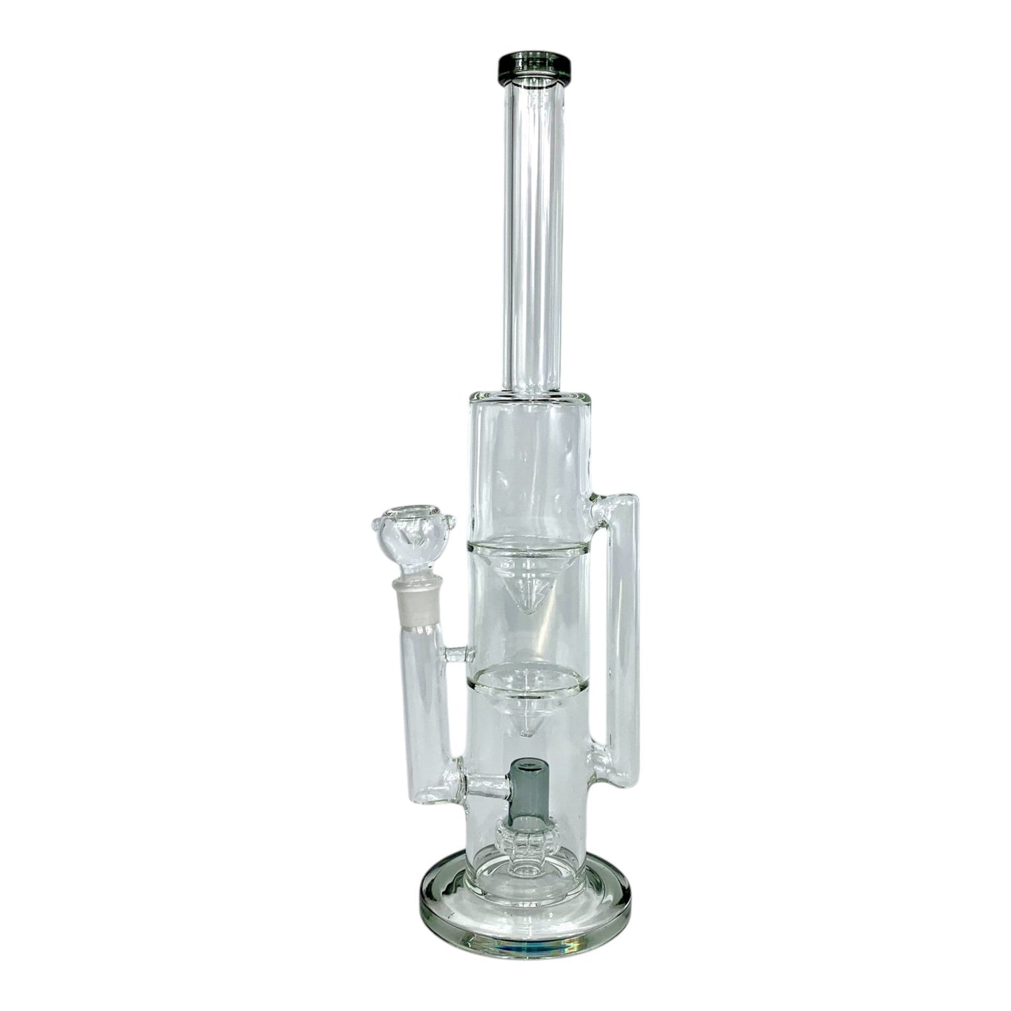 Double Funnel UFO Perc Recycler Bong 39cm Ash Green - The Bong Baron