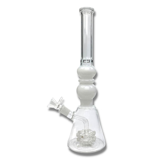 Dual Spikey Perc Beaker Bong 35cm White - The Bong Baron