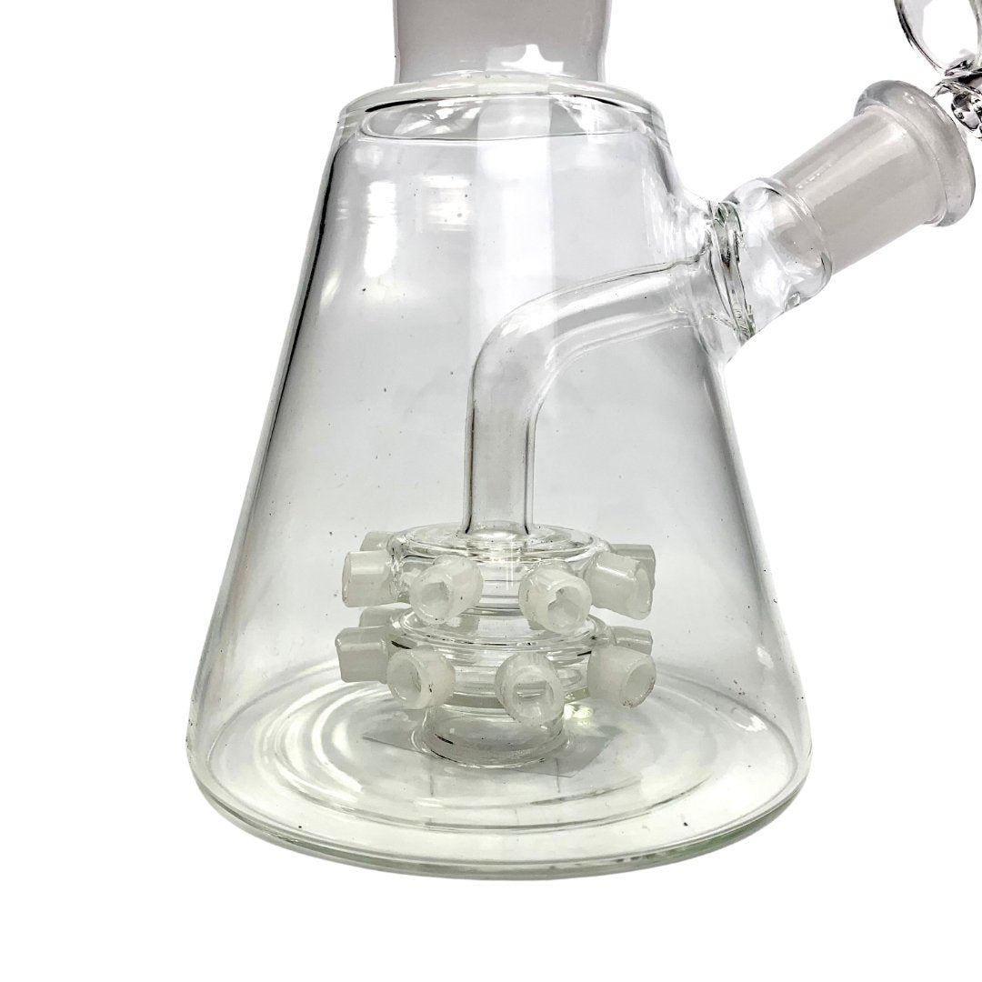 Dual Spikey Perc Beaker Bong 35cm White - The Bong Baron