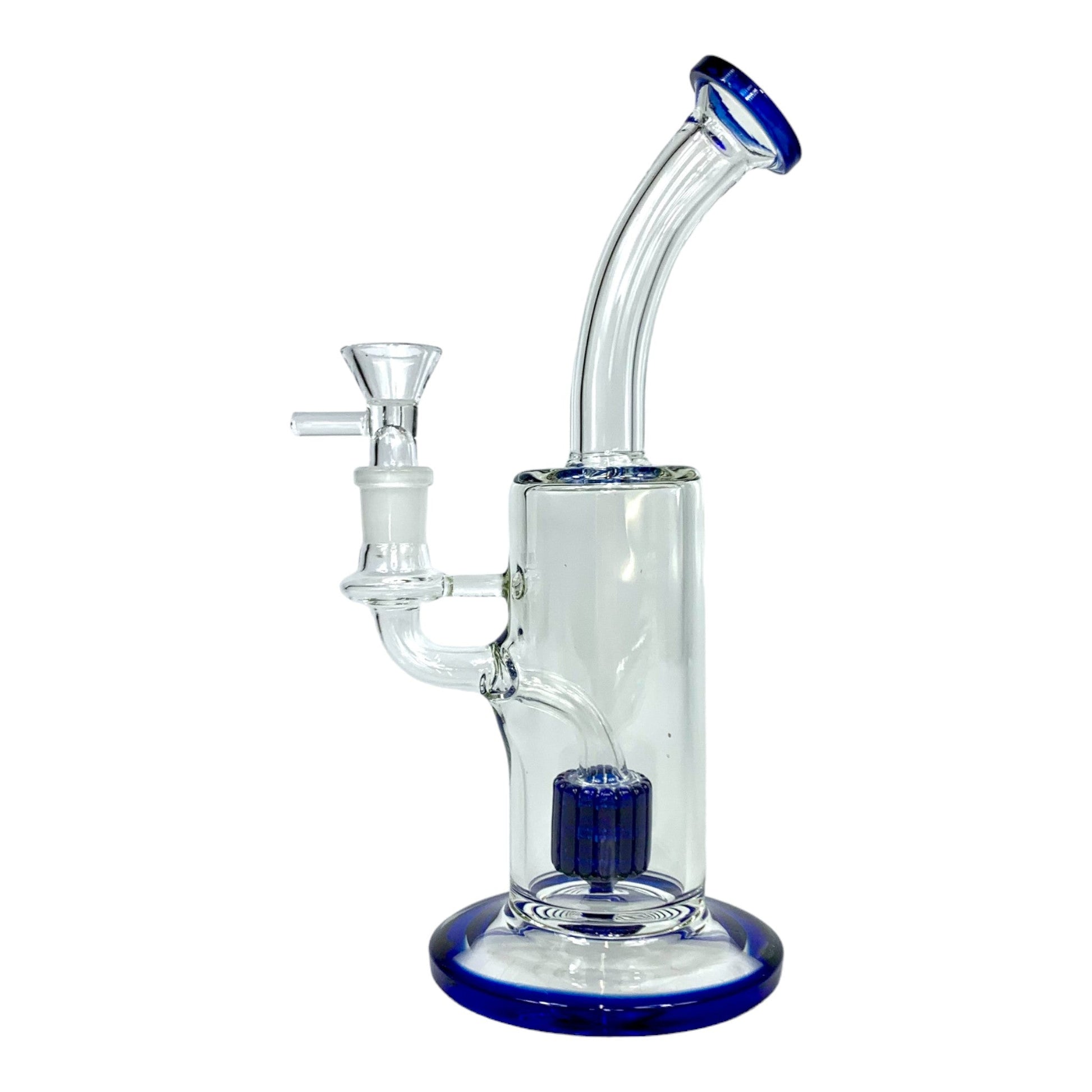 Glass Matrix Percolator Wheel Base Dab Rig and Bong 22cm Blue - The Bong Baron