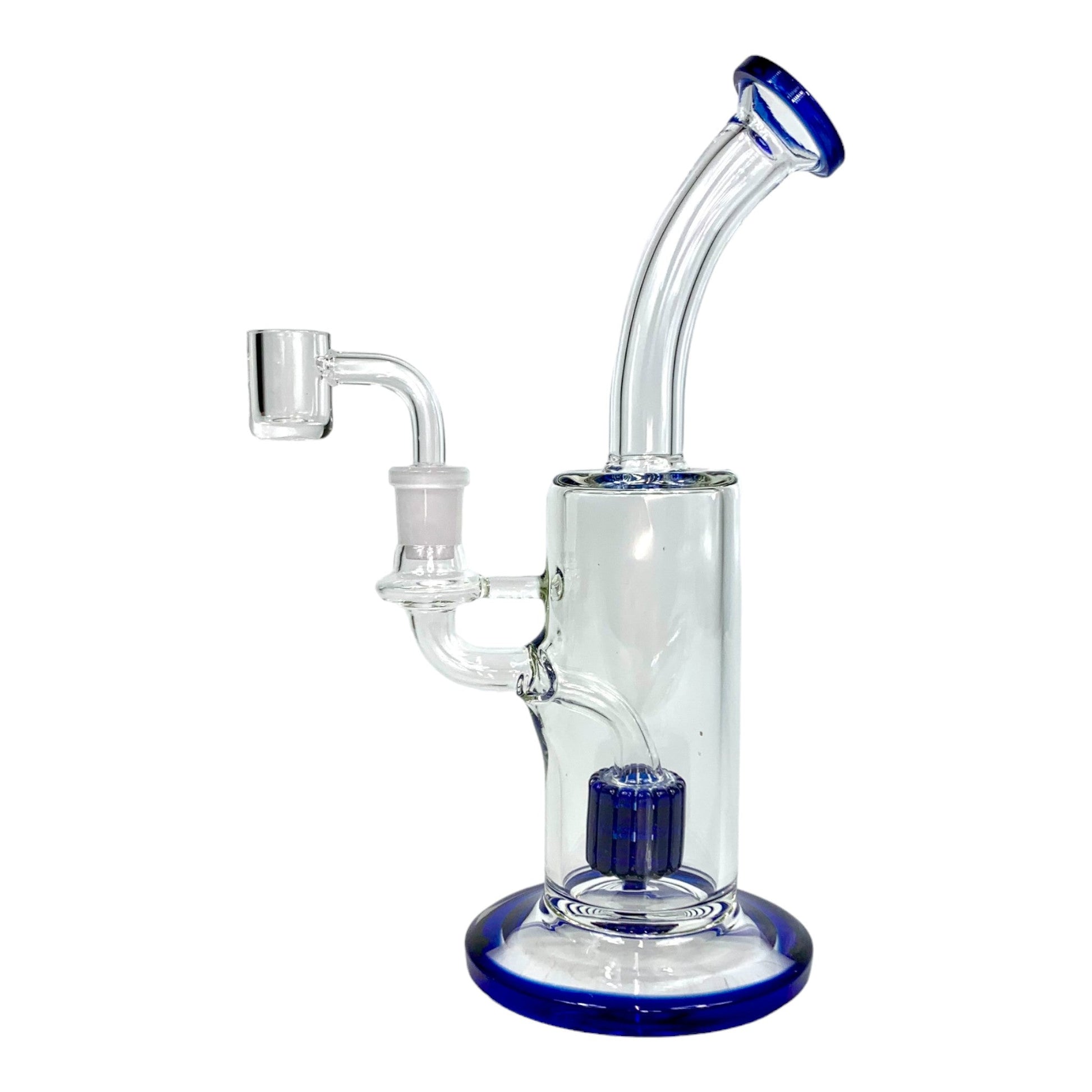 Glass Matrix Percolator Wheel Base Dab Rig and Bong 22cm Blue - The Bong Baron