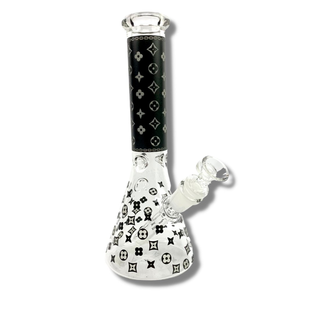 Glow in the Dark Black Louis Vuitton Beaker Bong 25cm - The Bong Baron