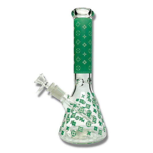 Glow in the Dark Louis Vuitton Beaker Bong Green 25cm - The Bong Baron