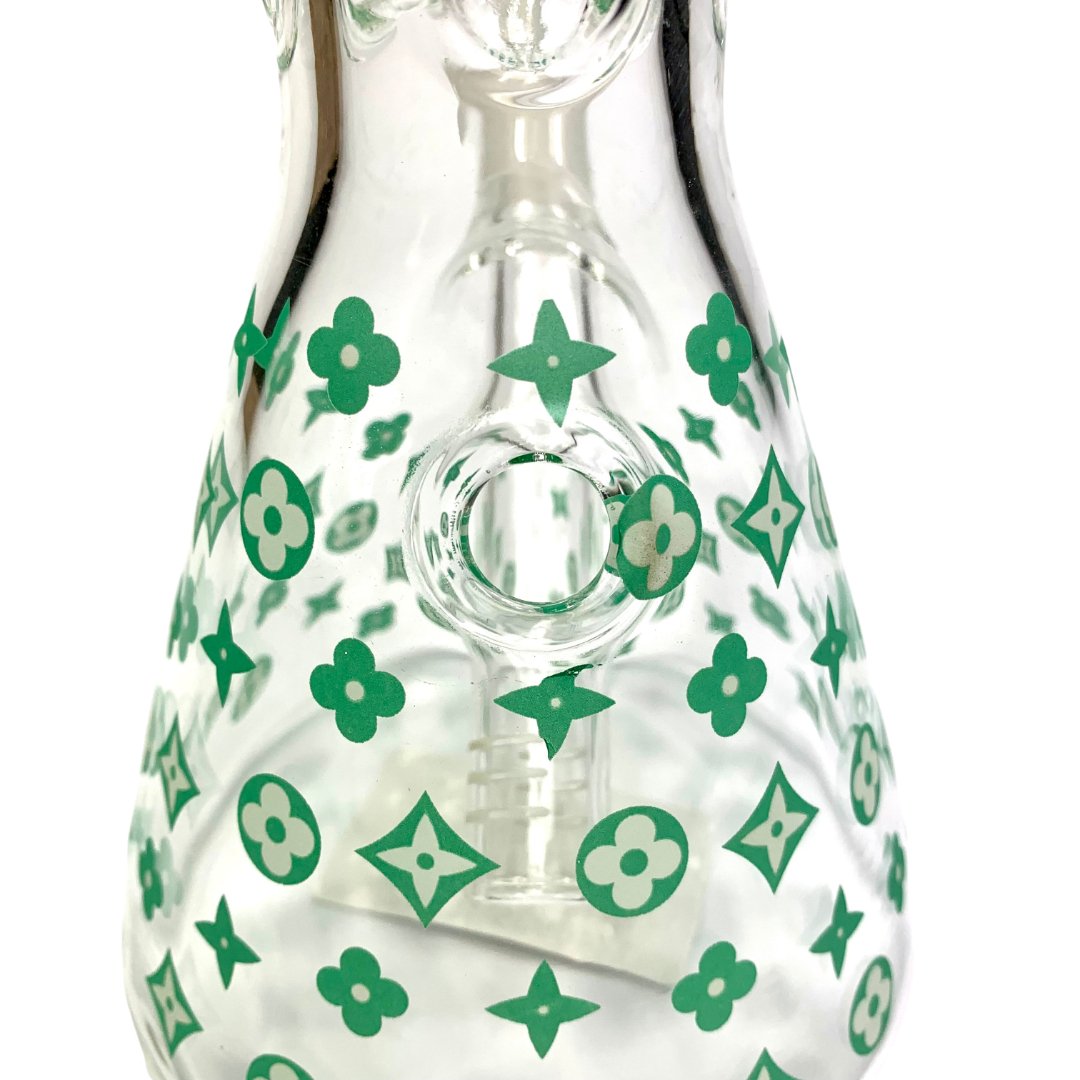 Glow in the Dark Louis Vuitton Beaker Bong Green 25cm - The Bong Baron