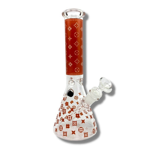 Glow in the Dark Red Louis Vuitton Beaker Bong 25cm - The Bong Baron