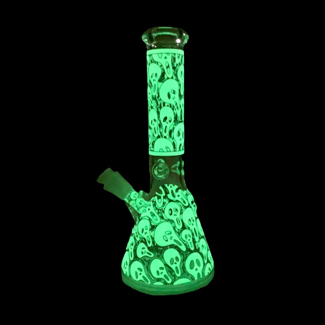 Glow in the Dark Skull Beaker 25cm - The Bong Baron