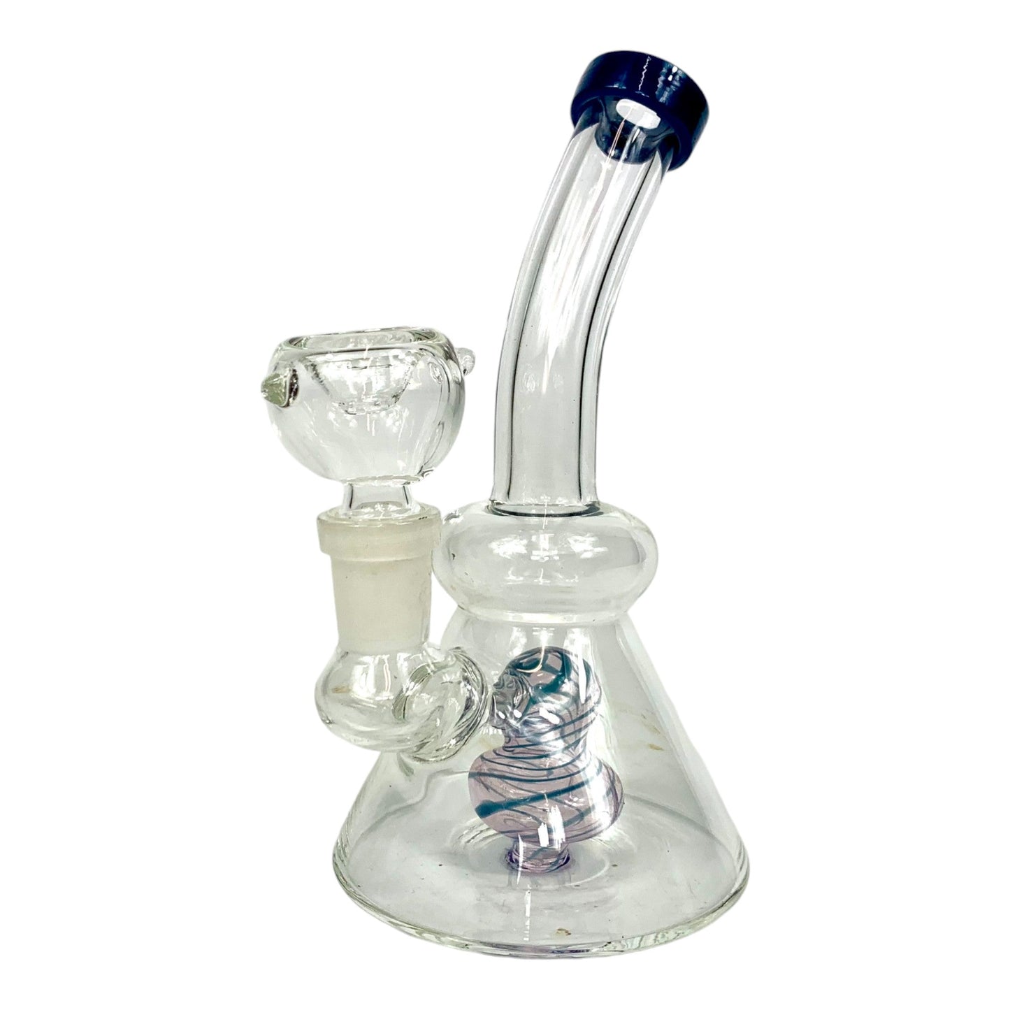 Lollipop Perc Dab Rig and Bong Blue Candy Swirl 16cm - The Bong Baron