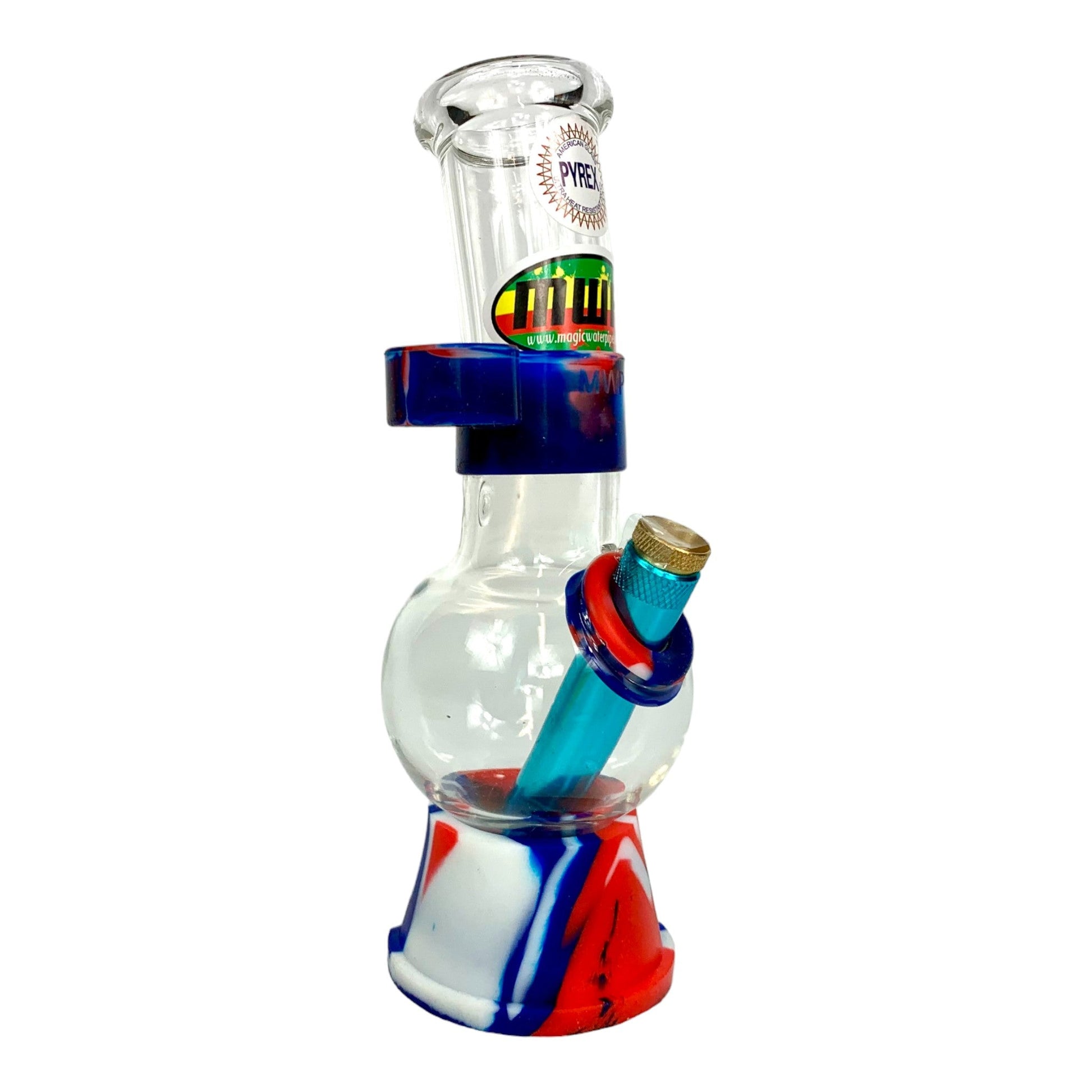 MWP Bubble Bong with lighter holder Blue 20cm - The Bong Baron