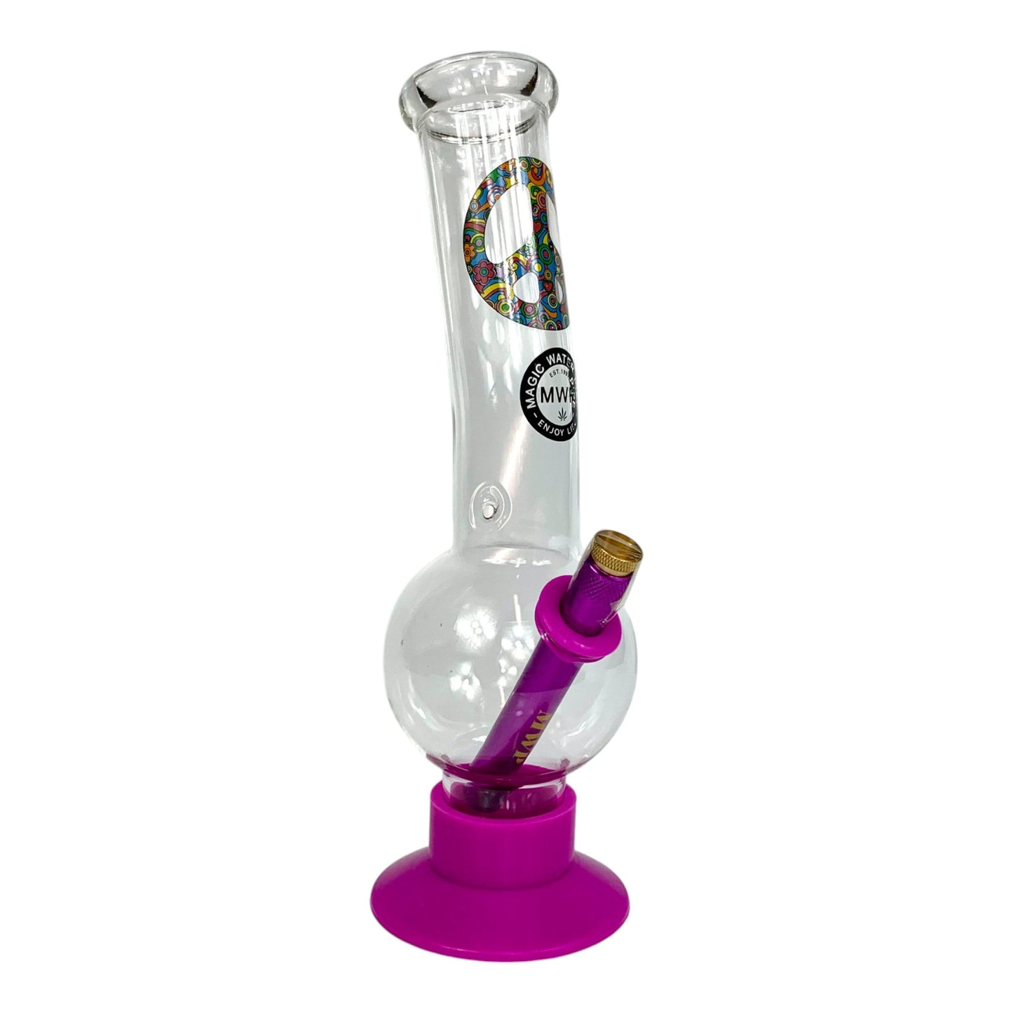 MWP Peace Leaf Bubble Bong Pink 25cm - The Bong Baron