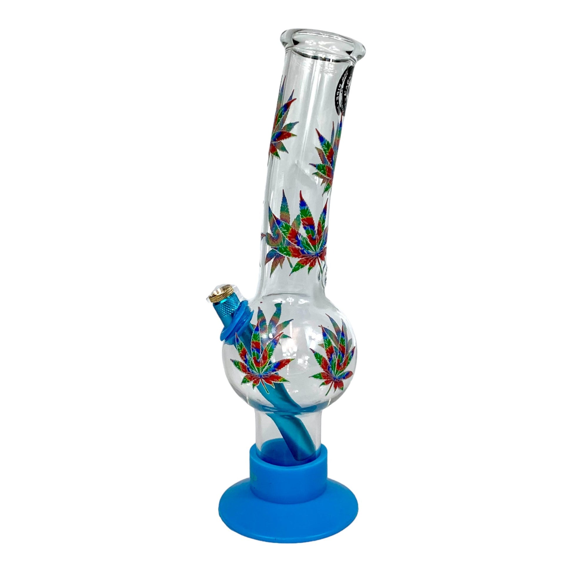 MWP Rainbow Leaf Blue Bubble Bong 30cm - The Bong Baron