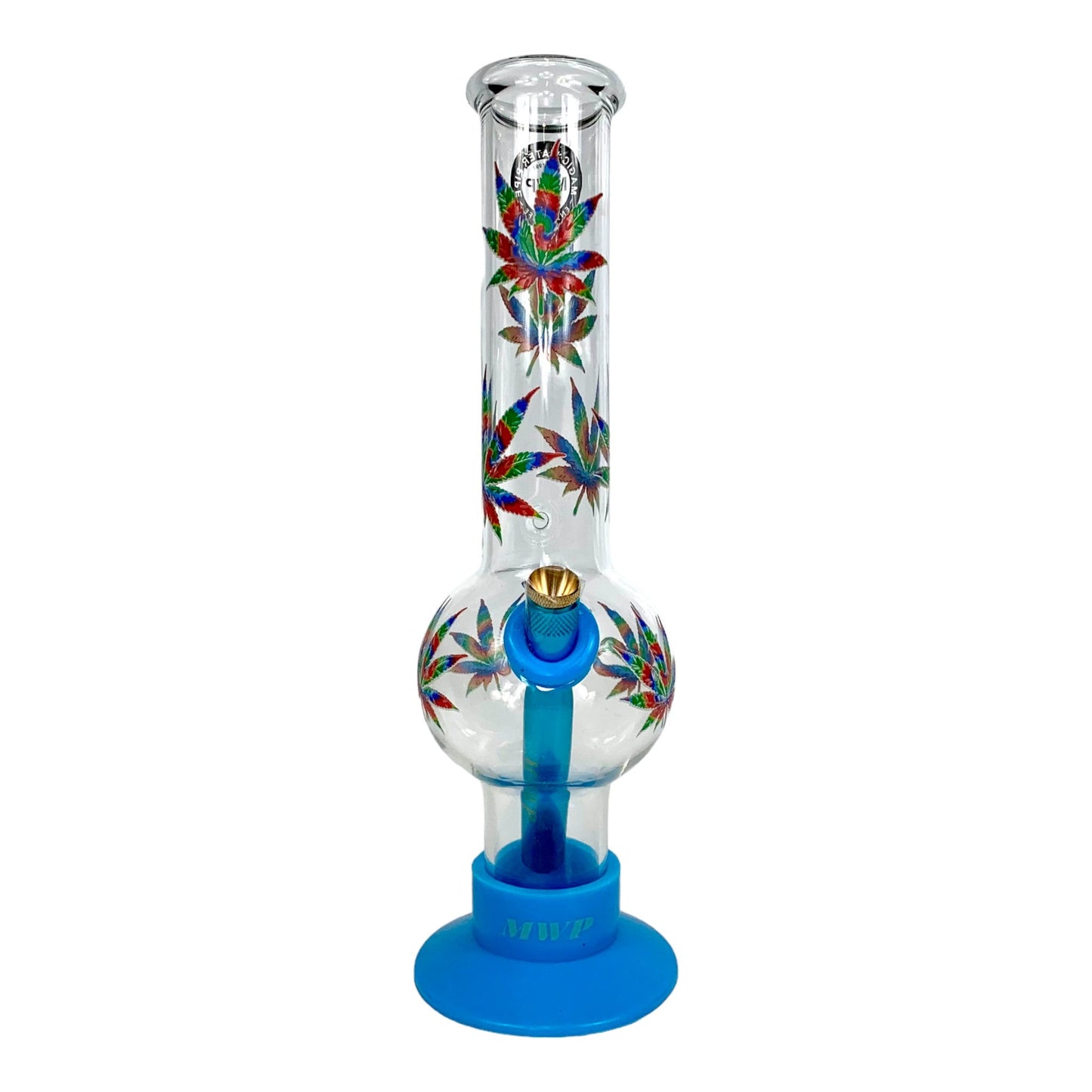 MWP Rainbow Leaf Blue Bubble Bong 30cm - The Bong Baron