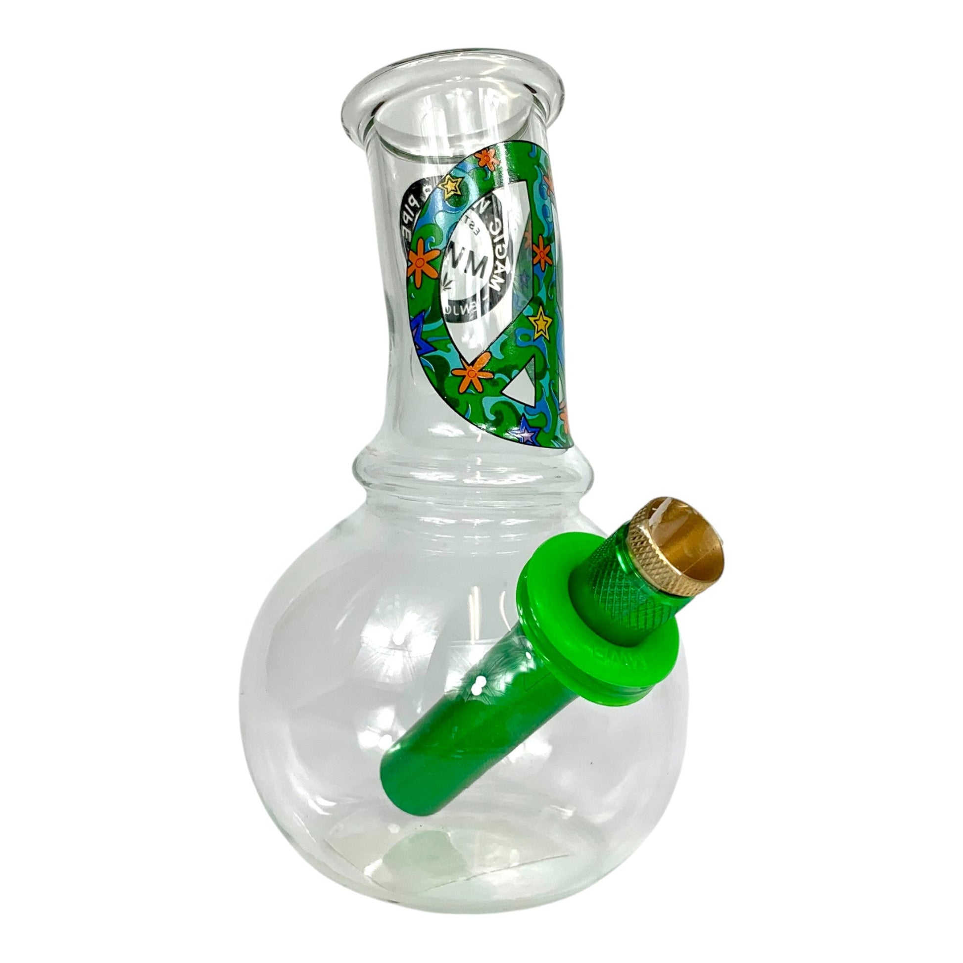 Peace Sign Bubble Bong 15cm Green - The Bong Baron