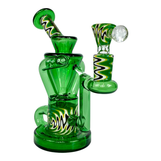 Phoenix Star 4 - Piece Bong and Dab Rig Set 16cm – Green Swirl - The Bong Baron