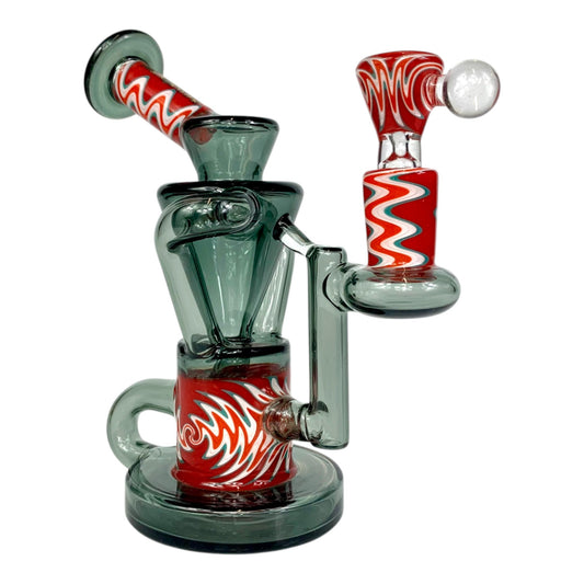 Phoenix Star 4 - Piece Bong and Dab Rig Set 16cm – Red Swirl - The Bong Baron