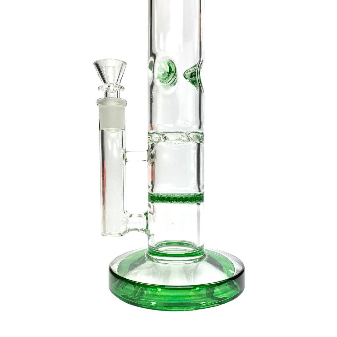 Phoenix Star Dual Perc Straight Shooter Bong 35cm Green - The Bong Baron