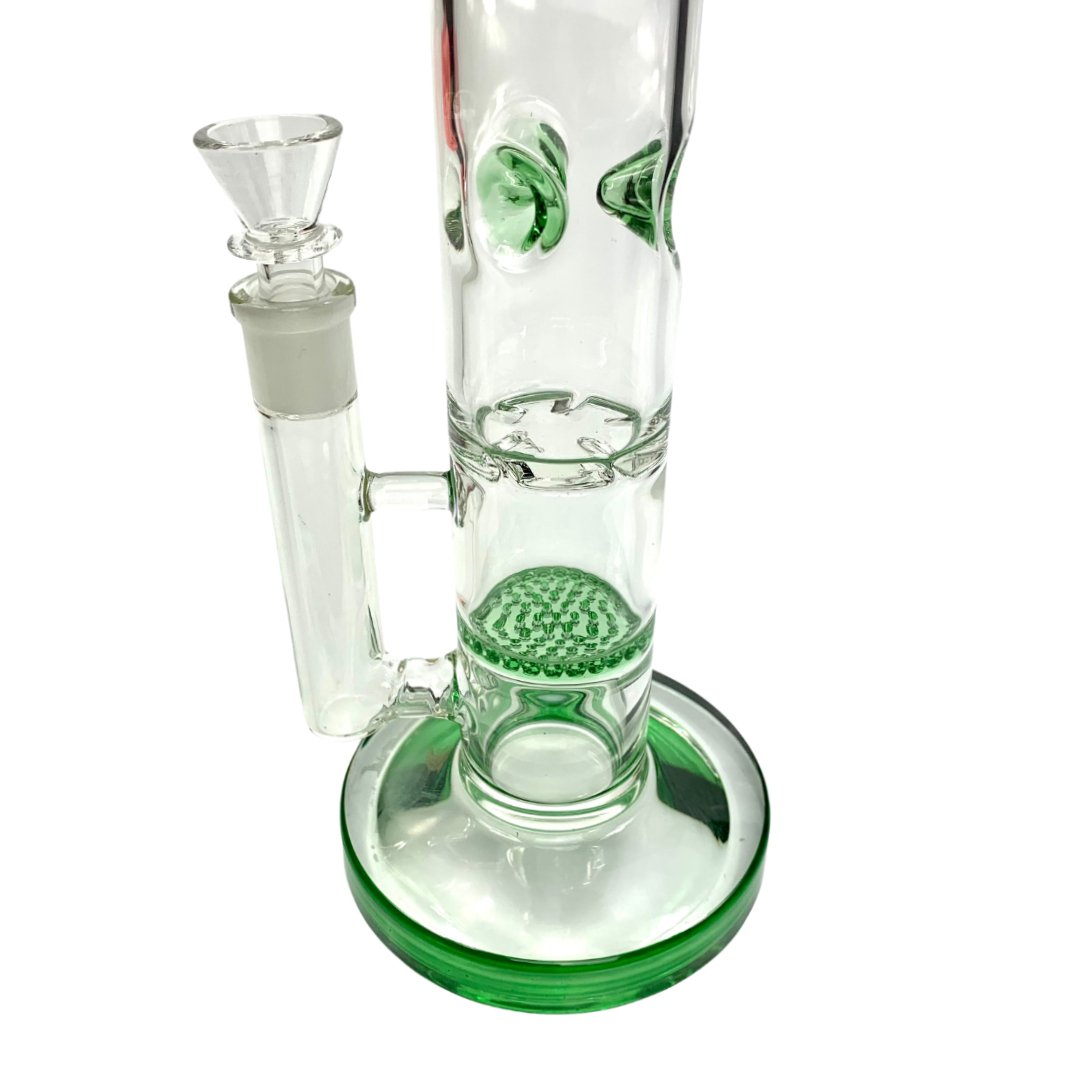 Phoenix Star Dual Perc Straight Shooter Bong 35cm Green - The Bong Baron