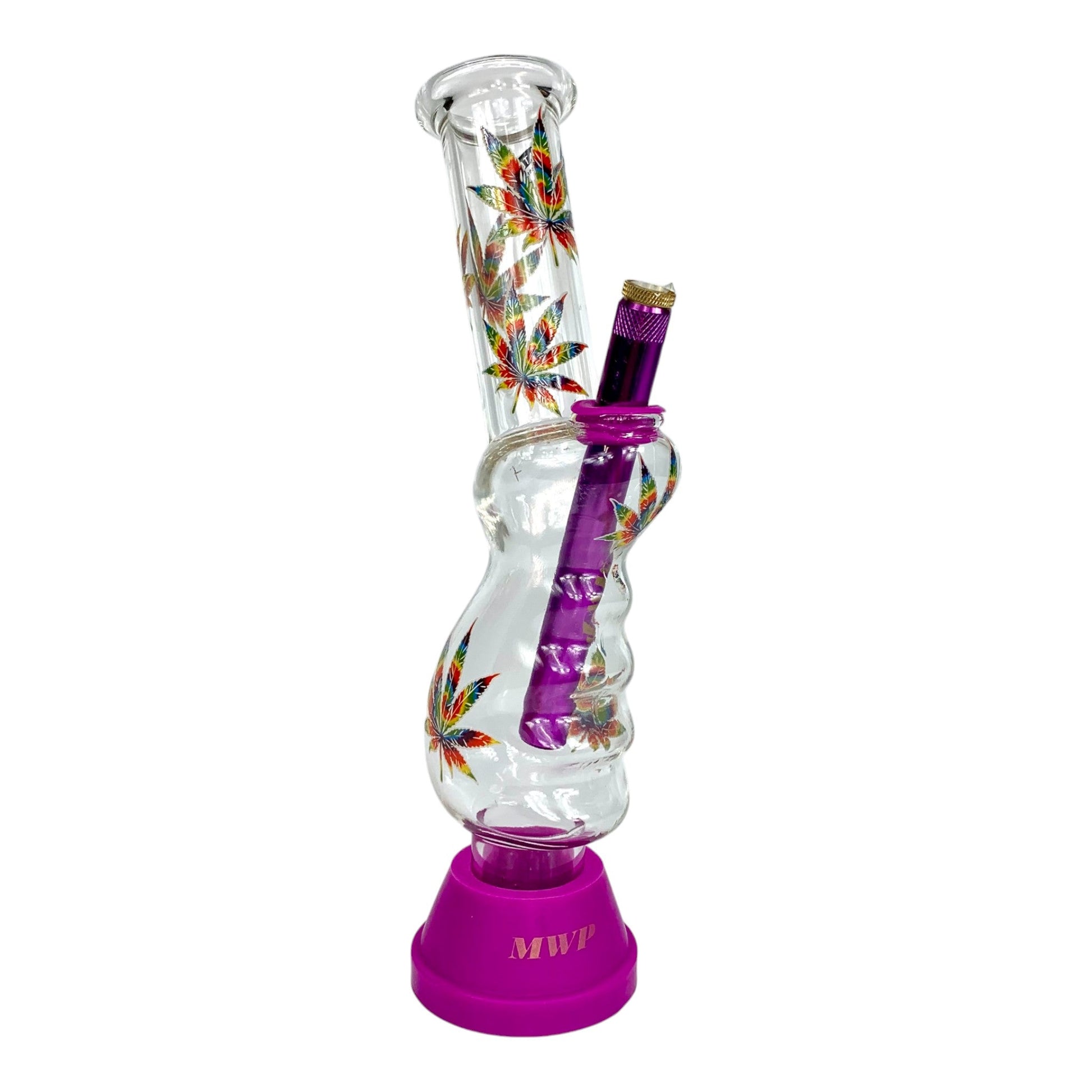 Rainbow Leaf Gripper Bong 30cm Pink - The Bong Baron