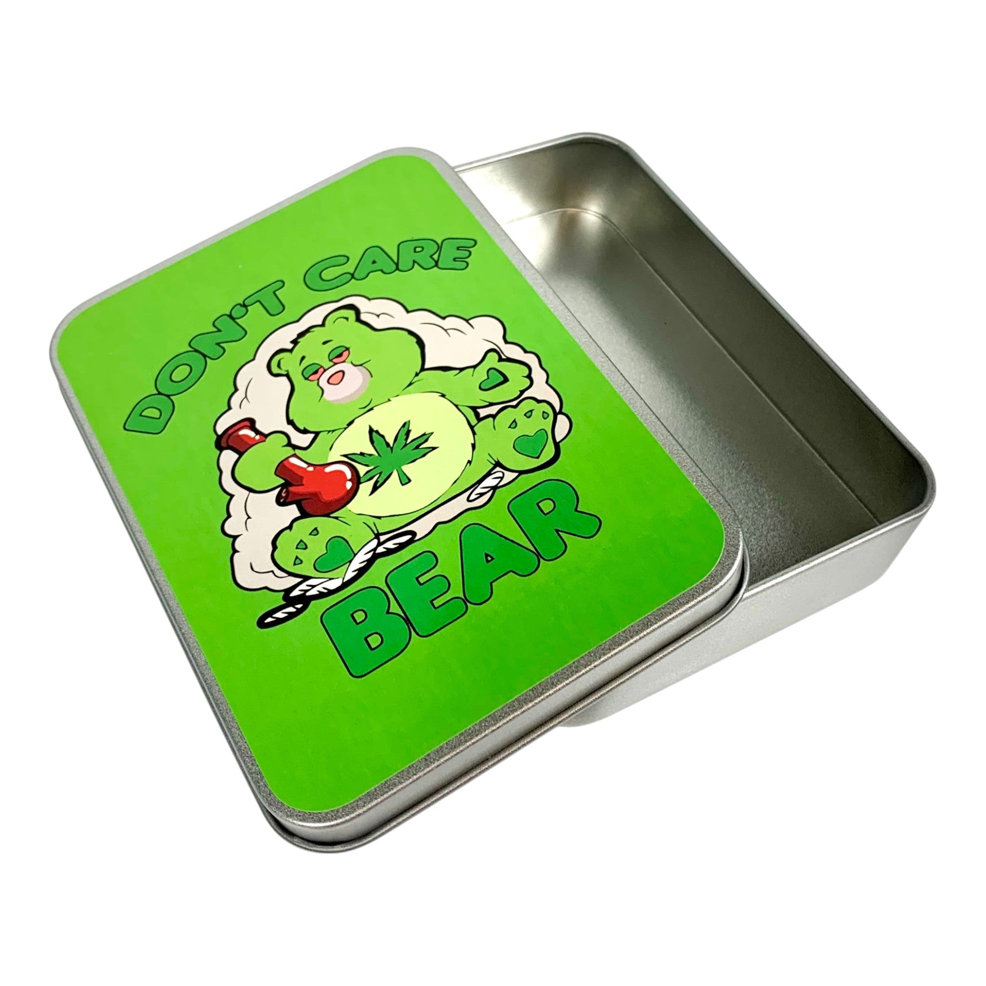 Stash Tin Don't Care Bear 11.5 x 8.5 x 2.5cm - The Bong Baron